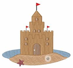 Sand Castle - 4x4 castle beginner-friendly embroidery design for reusable tote bags