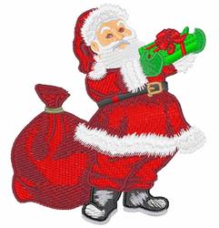 Santa With Present - 4x4 Santa Claus detailed embroidery design for Christmas Stockings