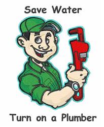 detailed water machine embroidery pattern - Save Water perfect for kitchen tea towels