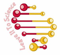 Stylized scientific symbols with red and yellow circles, curving text 'Leave it to Science' in a modern, playful style.