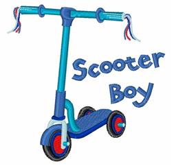 boy beginner-friendly machine embroidery - Scooter Boy perfect for kitchen aprons