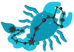 Colorful turquoise scorpion with bold outlines and constellation lines among black stars, ideal for whimsical decor.
