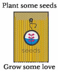 Bright yellow seed packet with a circular logo, cheerful phrases, and a playful gardening theme for spring.