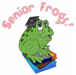 Senior Frogs - 4x4 frog detailed machine embroidery design for Graduation Caps