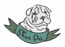 detailed puppy dog machine embroidery pattern - Shar Pei perfect for reusable tote bags