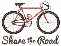 detailed road machine embroidery pattern - Share The Road for reusable tote bags