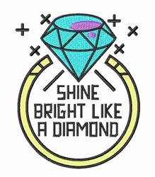 Stylized diamond in vibrant blue and purple, framed by a yellow circle, with bold text 'SHINE BRIGHT LIKE A DIAMOND'.