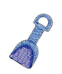 Simple shovel with blue outline, featuring a rounded handle and wide head, perfect for playful designs.