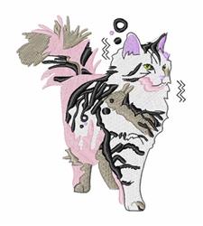 detailed kitten machine embroidery pattern - Siberian Cat for patchwork quilt blocks