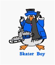 Skater Boy - 4x4 penguin detailed machine embroidery design for cute baby onesies