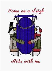 Sleigh Ride - 5x7 snowman detailed embroidery design for decorative pillow covers