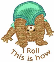 Playful sloth in a green shirt with the text 'I Roll This is how' below, in cartoonish style.