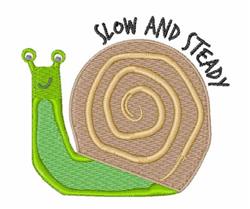 detailed snail machine embroidery pattern - Slow & Steady for reusable tote bags