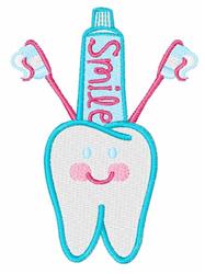 beginner-friendly tooth machine embroidery pattern - Smile Tooth for kitchen tea towels