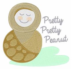 Playful smiling peanut character with a happy face, wrapped in husk, against soft green background.