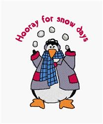detailed penguin machine embroidery pattern - Snow Days perfect for reusable tote bags