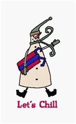 Playful snowman in a festive hat and scarf, carrying vibrant gift boxes, perfect for winter holidays.