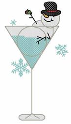Snowman Martini - 5x7 snowman beginner-friendly embroidery design for Holiday Tees