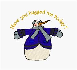 Playful snowman in a blue coat with gray scarf and orange carrot nose, with cheerful text, perfect for winter.
