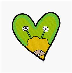 detailed heart machine embroidery pattern - Space Alien Heart for reusable tote bags