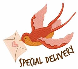 detailed valentine bird machine embroidery pattern - Special Delivery for kitchen tea towels