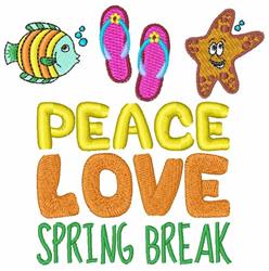 Playful fish with bright flip flops and a cheerful starfish, featuring vibrant text for spring break festivities.
