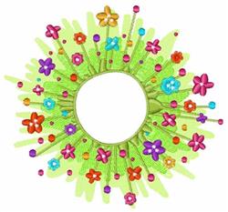 detailed spring leaf machine embroidery pattern - Spring Flower Wreath for cute baby onesies