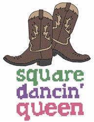 Square Dancin Queen - 6x10 cross detailed embroidery design for reusable tote bags