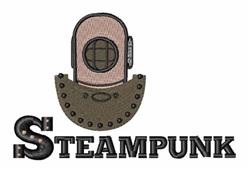 Steampunk diving helmet in rich brown and green, featuring metallic textures and a round window.