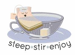 detailed enjoy machine embroidery pattern - Steep Stir Enjoy for patchwork quilt blocks