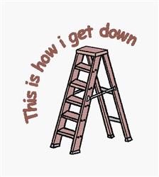 Playful step ladder illustration in soft brown, featuring the text 'This is how I get down' above it.