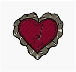 detailed valentine heart machine embroidery pattern - Stitched Heart for kitchen aprons