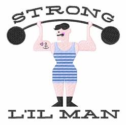 Strong Lil Man - 5x7 heart detailed machine embroidery design for reusable tote bags