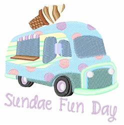 Sundae Fun Day - 4x4 day detailed machine embroidery design for kitchen tea towels