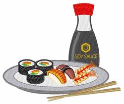 Sushi Plate - 4x4 plate detailed machine embroidery design for kitchen tea towels