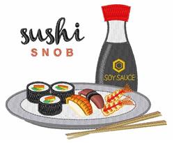 Sushi Snob - 4x4 snob detailed machine embroidery design perfect for kitchen tea towels