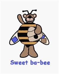Sweet Ba-Bee - 5x7 bear detailed machine embroidery design for cute baby onesies