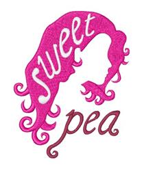 beginner-friendly pea machine embroidery pattern - Sweet Pea for kitchen tea towels