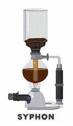 Stylish syphon coffee maker with a glass structure and metal parts, showcasing brewing coffee in shades of brown.