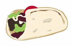 Colorful taco filled with vibrant lettuce, beans, and tomato in a light beige shell, ideal for playful kitchen towels.