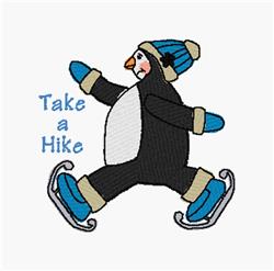 Take A Hike - 4x4 penguin detailed machine embroidery design for cute baby onesies