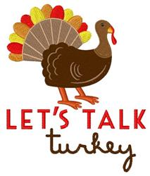 Talk Turkey - 5x7 bird detailed machine embroidery design for kitchen tea towels