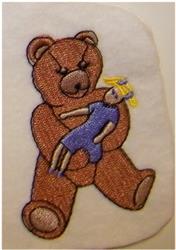 Teddy With Doll - 4x4 bear beginner-friendly machine embroidery design for Quilts