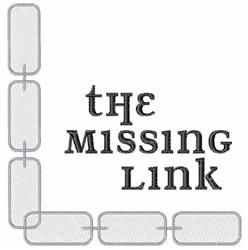 Bold text reading 'the missing link' framed by playful outlined rectangles, embodying a modern minimalist style.