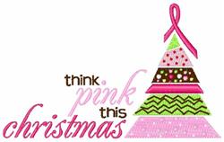Think Pink - 5x7 tree beginner-friendly embroidery design for reusable tote bags