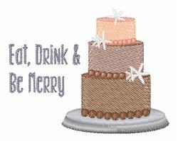 Three-tiered cake in pastel colors with round decorations and star accents, perfect for celebrations.