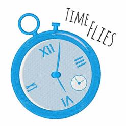 flie detailed machine digital embroidery - Time Flies perfect for kitchen aprons