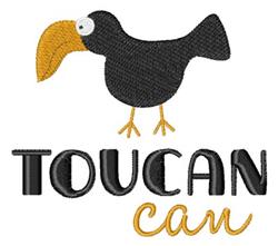 Playful toucan with a vibrant orange beak and black body, featuring the word 'TOUCAN' in bold letters.