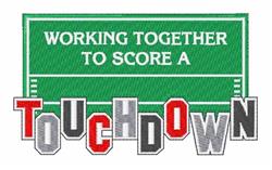 Motivational text 'TOUCHDOWN' in bold typography on a vibrant green background, ideal for sports season.