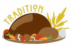 bird detailed machine embroidery - Tradition Turkey Dinner for decorative pillow covers